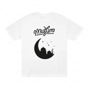 Camiseta de Mujer con Estampado de Mezquita y Luna Creciente Musulmana, Corte Regular, Cuello Redondo, Manga Corta, Informal, 100% Algodón Jersey Transpirable - Product Image 5