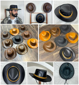 Sombrero Vaquero Occidental de Ala Ancha de Cuero Genuino Vintage de Primera Calidad con Banda Trenzada de Alta Calidad y Grabado, Sombrero de Moda Unisex - Product Image 3