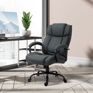 Silla de Oficina de Lino de Gran Tamaño con Capacidad para 484 lb, Altura Ajustable, Ruedas Giratorias, Color Gris Carbón, Asiento Ancho para Personas Altas - Product Image 2