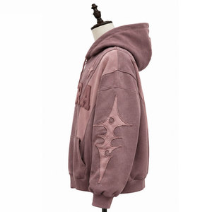 Sudadera con Capucha de Manga Larga, Estilo Harajuku Americano, Combinación de Colores, Poliéster/Algodón, Transpirable, Cierre de Cremallera, Corte Regular, Estilo Urbano Rockero - Product Image 3