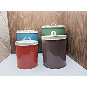 Modern Black Ribbed Metal <b>Kitchen</b> Canister Set Sugar Tea <b>Storage</b> Container Jar with Lid Decorative Countertop Pantry Organizer - Product Image 6