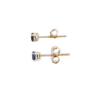 Bijoux en or jaune 14 carats faits à la main saphir bleu naturel solitaire boucles d'oreilles de luxe pierres précieuses fiançailles fête de mariage - Product Image 3