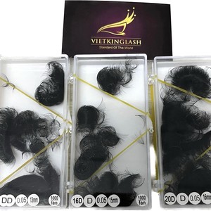 Proveedor Mayorista de Extensiones de Pestañas 10D-20D Naturales Largas y Estrechas 0.03 0.05 CC/DD/M/L Curvatura Abanicos de Volumen Preformados Suaves y Ligeros - Product Image 4