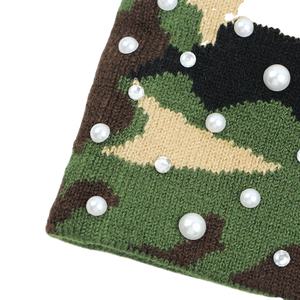 Gorro de perlas de camuflaje personalizado para mujer, gorro de invierno de punto de camuflaje con cuentas, gorro elegante a la moda, bajo MOQ, proveedor mayorista - Product Image 4