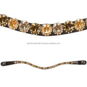 Banda de cuero elegante para cejas, cadena de cristal con diseño de flores y botón a presión para cierre de bucle - Product Image 2