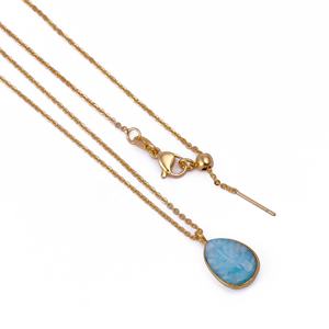 จี้สร้อยคอรูปใบไม้ทำจากอะเมโซไนต์ ประดับทองเหลืองชุบทอง พร้อมสายสร้อยคาร์เนเลียน ดีไซน์ธรรมชาติ ทันสมัย เรียบง่าย สไตล์มินิมอล - Product Image 3