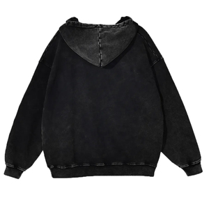 Sweat-shirt à capuche oversize décontracté pour homme, en coton molletonné uni délavé à l'acide, style streetwear vintage, séchage rapide - Product Image 2