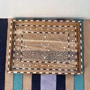 Plateau artisanal indien authentique en os incrusté pour réceptions de mariage et cadeaux, léger, pour l'aménagement intérieur, au meilleur prix - Product Image 5