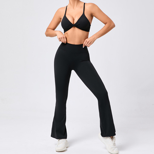 Conjunto Deportivo de Yoga para Mujer, Sin Costuras, con Logotipo Frontal, Spandex/Nylon de Secado Rápido, 2 Piezas - Product Image 3