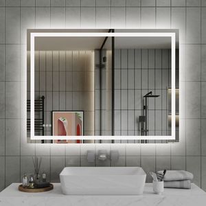 Specchio LED da Bagno 48x36 Pollici, CRI90+, Luminosità Regolabile, Illuminazione Frontale e Posteriore, 3 Colori, Infrangibile e Antiappannamento - Product Image 1