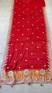 Sari Bandhani de Diseño con Borde Gotta Patti |   Ropa Étnica Rajasthani |   Sari Especial para Fiestas y Bodas - Product Image 2