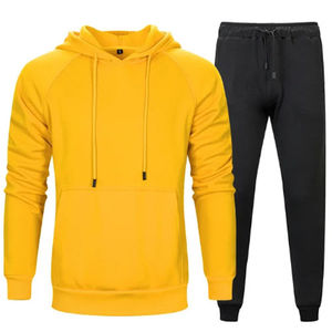 Pantalon de sport décontracté ample, couleur unie, avec poche kangourou, sweat à capuche 100% polyester, ensemble de sport de loisirs pour homme - Product Image 6