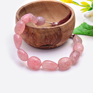 Perles de quartz fraise naturel faites à la main, lisses et de forme ronde, de qualité supérieure, pour la fabrication de bijoux, cadeau idéal, prix de gros - Product Image 1