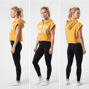 Women's Gym Wear Sleeveless Hoodies Oversize Cotton Fleece Zipper <b>Crop</b> <b>Top</b> Ladies Distressed Embroidered Hoodie Jogging Zipper - Product Image 5