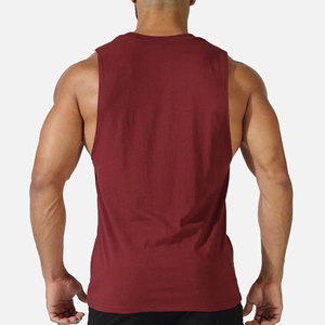 Men's Solid Color Sleeveless Tank <b>Top</b> O-Neck Casual Knitted Vest <b>Maroon</b> - Product Image 2