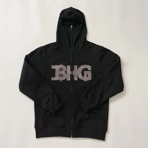 New Winter Acid Wash Streetwear DLS Pullover Hoodie Custom DTG Printing <b>Zip</b> Rhinestone Men's Heavyweight 100% Cotton - Product Image 4