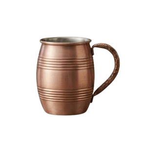 Mug à boisson en cuivre classique poli à motif côtelé, tasse à boisson en métal, mug à eau ou à bière en cuivre - Product Image 4
