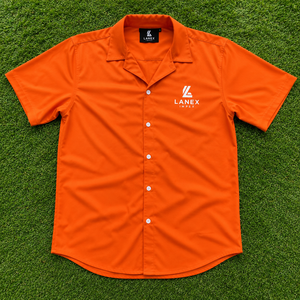 Chemise Hawaïenne Orange Personnalisée pour Homme, Col Camp, Manches Courtes, en Polyester, pour Plage et Resort, Couleur Unie, Respirante, Idéale pour l'Été - Product Image 6