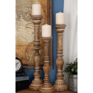 Premium Quality Natural Brown Wooden <b>Candle</b> Pillar <b>Holder</b> for Floor Standing Wedding Decorations Latest Design T Light <b>Holder</b> - Product Image 1