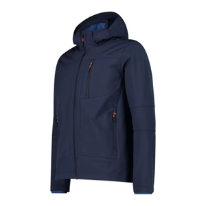 Veste Softshell Homme Bleu Marine de Haute Qualité OEM en Gros, Coupe-Vent, Résistante à l'Eau, à Capuche, Vêtement de Sport avec Fermeture Éclair Orange - Product Image 2