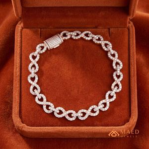 Rose Gold Plated 925 Silver <b>Infinity</b> Link Moissanite <b>Bracelet</b> Fine Chain Link Designer Jewelry for Men Women Luxury Hiphop Party - Product Image 5