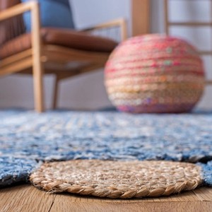 Braided Jute Area <b>Rug</b> Rectangle Geometric Pattern <b>Thin</b> Low Pile Reversible Eco Friendly Non-Slip Dry Clean Hallway Use - Product Image 3