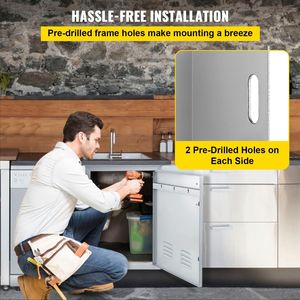 30W X 21H pollici doppia porta con prese d'aria in acciaio inox porte da cucina all'aperto per BBQ isola porta di accesso di stoccaggio per BBQ isola - Product Image 5