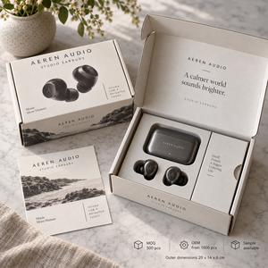 กล่องบรรจุภัณฑ์ไปรษณีย์ลูกฟูกพิมพ์ลายสำหรับหูฟัง AEREN Studio แบบกำหนดเอง - Product Image 6