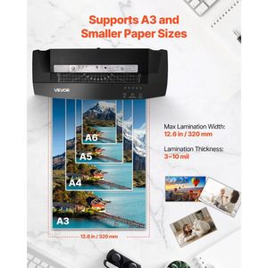 Portable 1-min Warm <b>Laminator</b> <b>Machine</b> for A3 Paper Size 3-10 Mil Thickness Cold & Hot <b>Lamination</b> - Product Image 3