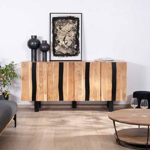 Vandana Amber Sense Large 190cm designer <b>sideboard</b> in solid acacia wood and black metal Zen Black - Product Image 6