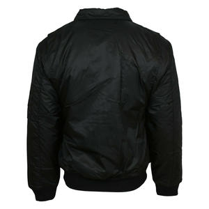 เสื้อแจ็คเก็ตนักบินหนังแท้สีดำสำหรับผู้ชาย คอปกขนแกะ - Product Image 3