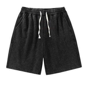 Shorts décontractés unisexes de haute qualité 2026, 100 % coton, effet délavé, personnalisés, noirs, délavés au soleil, style vintage, délavés à l'acide pour hommes - Product Image 1