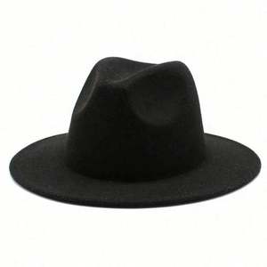 Chapeau Fedora à large bord plat, formel et décontracté, pour adultes unisexes, couleur bordeaux unie, polyester/coton, utilisation 4 saisons, vente en gros - Product Image 5