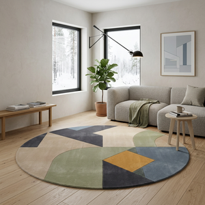 <b>Round</b> <b>Carpet</b> for Living Room Handmade Geometric Hand Tufted Wool Area Rug Modern Custom Designer <b>Round</b> <b>Carpet</b> Home - Product Image 5