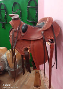 Selle d'équitation de sentier de plaisance en cuir fait à la main Western Roping Ranch Wade Saddle English Horse Racing Products From India - Product Image 2