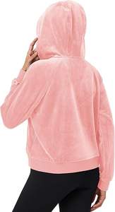 Sudadera con capucha de terciopelo para mujer, con cremallera y bolsillos canguro, transpirable, para invierno, estilo urbano, venta al por mayor, bajo MOQ, precio bajo - Product Image 3