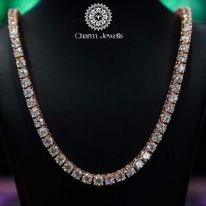 Charm Jewells Men's Unisex 14K Gold Plated Moissanite <b>Statement</b> <b>Necklace</b> Brilliant Cut Claw Setting IGI Certified Hip Hop Style - Product Image 1