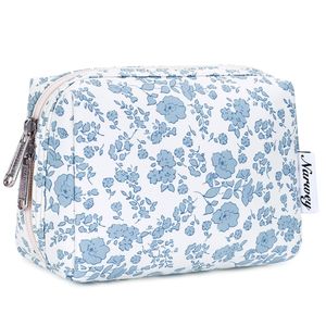 Pochette à fermeture éclair florale mignonne, petite trousse de maquillage de voyage avec compartiments, étui cosmétique pratique pour sac à main ou portefeuille, idéal pour les beautés nomades - Product Image 1