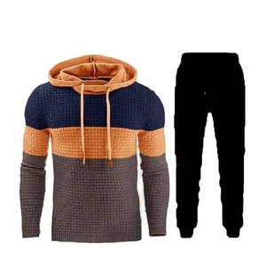 Sweat-shirt à capuche pour homme, couleur contrastée, manches longues, cordon de serrage, coupe décontractée, vêtement d'automne avec poches latérales, 100% acrylique - Product Image 5