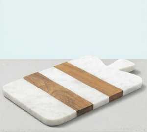 Planche à découper personnalisée en bois d'acacia et marbre avec poignée, bloc de découpe personnalisable gravé au laser - Product Image 5