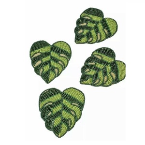 Elegant Seed Beads Hand Embroidered Patches For Designer <b>Tops</b> Unique Floral Beaded Embroidery Patch For Custom Clothing <b>Tops</b> - Product Image 5