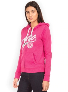 Sweat-shirt à capuche rose pour femme, en coton mélangé, tricoté, coupe classique, style automne - Product Image 5