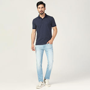 Polo personnalisé à motif micro-points pour homme, manches courtes, respirant, en polyester, pour le golf, décontracté, imprimé, fourniture en gros OEM - Product Image 4