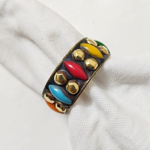 Fall-Themed Europe Style Eco-Friendly Brass Embossed Yellow Touch Napkin Rings for Cozy Dining Premium <b>Table</b> Accents Party - Product Image 2