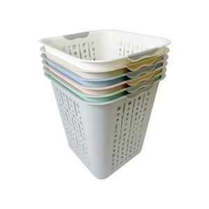 Panier à linge pliable empilable à double niveau en plastique avec poignées, grand panier à linge rectangulaire pour buanderie - Product Image 1