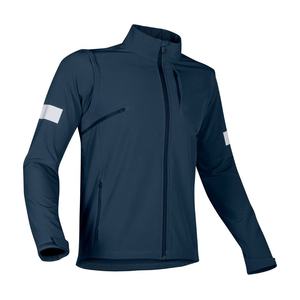 Men's Windproof Soft <b>Shell</b> Jacket With Sleeve Reflective Stripe Full Zip Design Autumn Outdoor Wear - Product Image 2