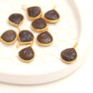 Pendentif Fleur en Pierre de Lune Grise Naturelle, Charme en Argent Sterling 925, Pierre Précieuse Sculptée à la Main, Pendentif Cœur pour Fabrication de Bijoux, Vente en Gros, 12MM - Product Image 2