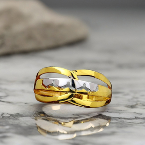 Elegant Two-Tone Gold Interwoven Band <b>Ring</b> | Modern <b>Mens</b> & Womens Daily Wear Jewellery - Product Image 3