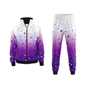 Conjunto de chaqueta y pantalón de calentamiento de spandex para niñas, ropa de baile y práctica de porristas, chándales de calentamiento. - Product Image 1