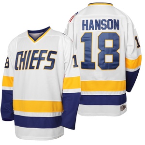Jersey de Hockey sobre Hielo Transpirable de Alta Calidad, Blanco, Azul y Amarillo, con Tela Tackle Twill, Corte Regular para Hombre, Manga Larga - Product Image 2